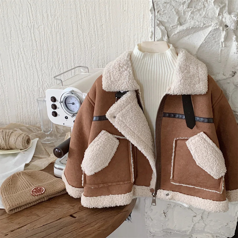 Boys And Girls Winter Korean Style Fur One-piece Deerskin Velvet Warm Coat-Dollar Bargains Online Shopping Australia