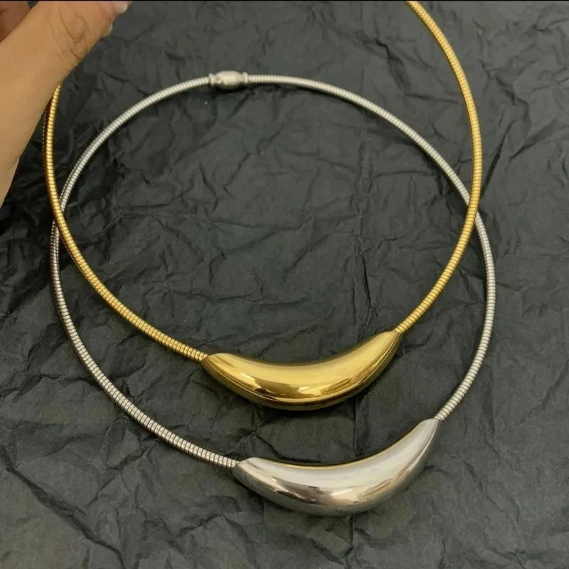 Metallic Stainless Steel Silver Plated Gold Color Choker Necklace For Women Girl Gift-Dollar Bargains Online Shopping Australia