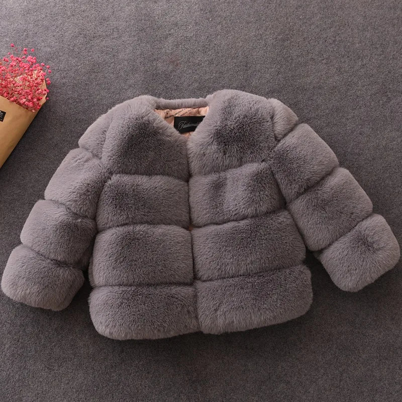 New Girls Winter Fur Coat Elegant Teenage Girl Faux Fur Jackets Thick Coats Warm Parkas Children Outerwear 1-10Yrs Girls Clothes-Dollar Bargains Online Shopping Australia