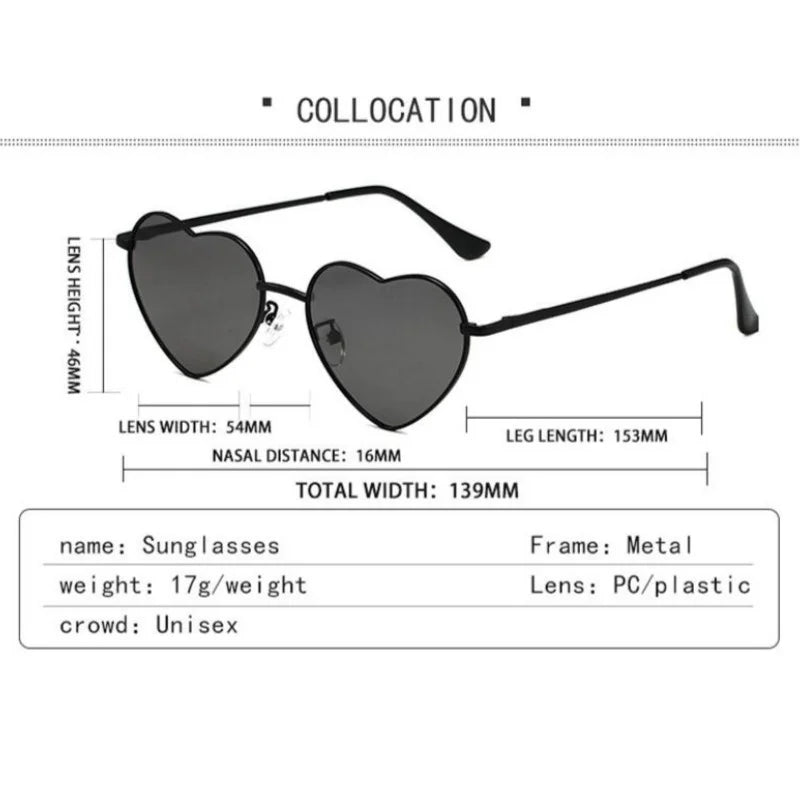 Women's Metal Heart Shaped Sunglasses Gradient Outdoor Goggles Female Eyewear UV400 Shades Metal Women Girls Sunglasses-Dollar Bargains Online Shopping Australia