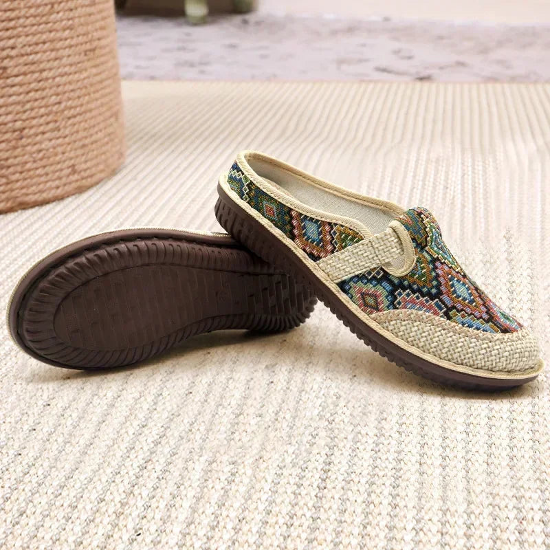 Fashion Women's Shoes Ethnic Style Embroidered Linen Breathable Outdoor Casual Slippers Shoes-Dollar Bargains Online Shopping Australia