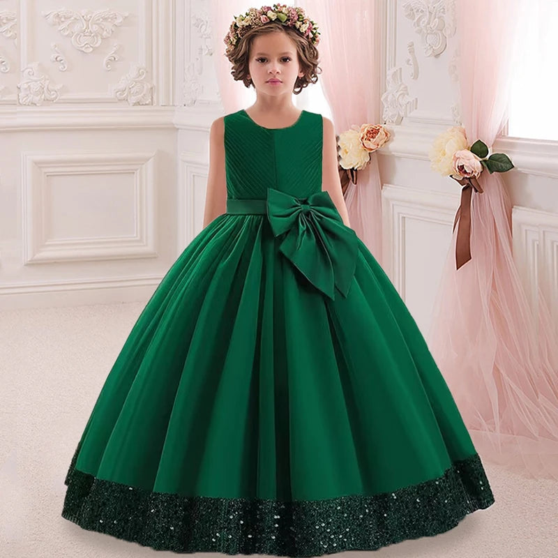 Kids Dress Flower Long Beading Elegant Teenagers Prom Gowns Dresses Girl Party Kid Evening Bridesmaid Princess-Dollar Bargains Online Shopping Australia