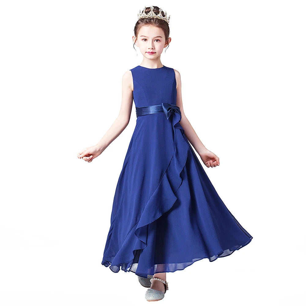 Chiffon Junior Bridesmaid For Teens Ankle-Length Flower Girl Dresses F Chiffon Junior Bridesmaid For Teens Ankle-Length Flower Girl Dresses F