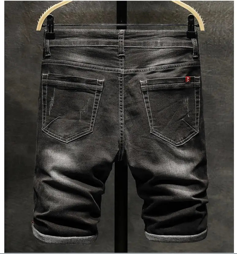 Men's Denim Chino Fashion Shorts Washed Denim Boys Skinny Runway Short Men's Jeans Shorts Homme Destroyed Ripped Jeans Plus Size