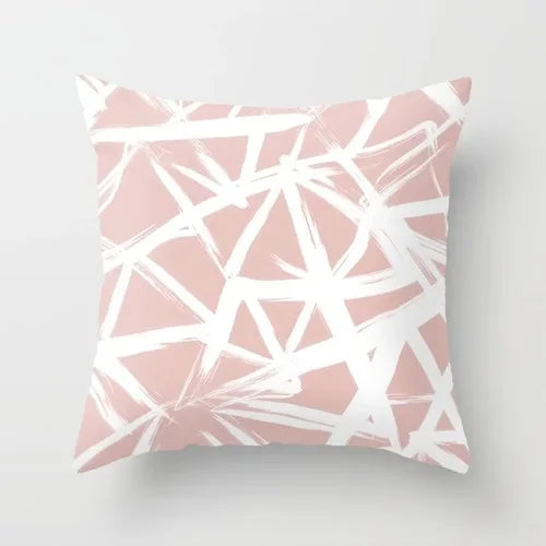 Nordic Style Pink Pillow Marble Geometric Series Waist Rest Cover Sofa Cushion with Removable-Dollar Bargains Online Shopping Australia