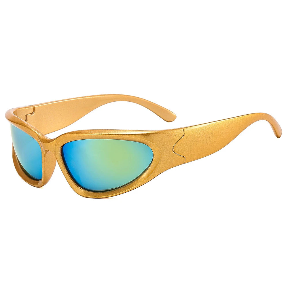 Fashion Wrap Around Cyber Y2K Sunglasses Women Silver Oval Shades Sports Cycling Sun Glasses Aesthetic Eyewear for Men Outdoor-Dollar Bargains Online Shopping Australia