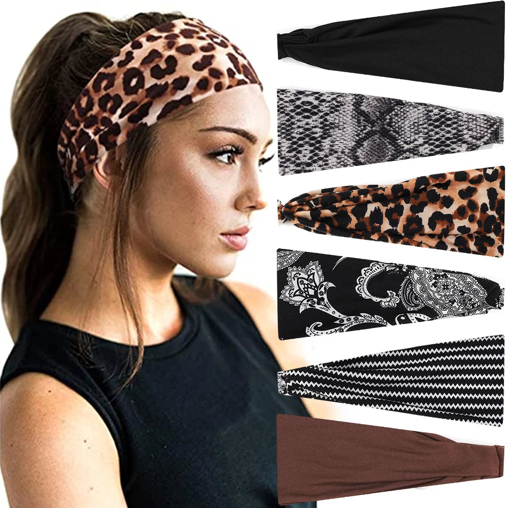 Women Cross Solid Color Hair Bands Girls Leopard Print Flower Headbands Fashion Vintage Turban Make Up Hair Accessories-Dollar Bargains Online Shopping Australia