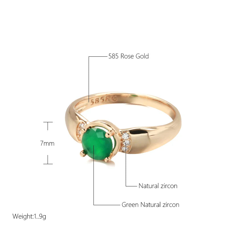 Gold with Circle Cut Emerald Zircon Rings for Women European Golden Jewelry Wedding Elegant Rings Lovers Gifts