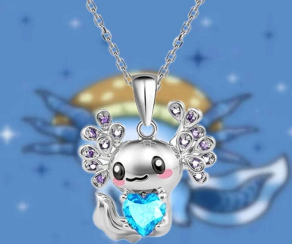 Cute Axolotl Cartoon Pendant Necklace Lady's Fashion Lady Animal Jewelry Exquisite Girl Pendant Love Party Fun Birthday Gift-Dollar Bargains Online Shopping Australia