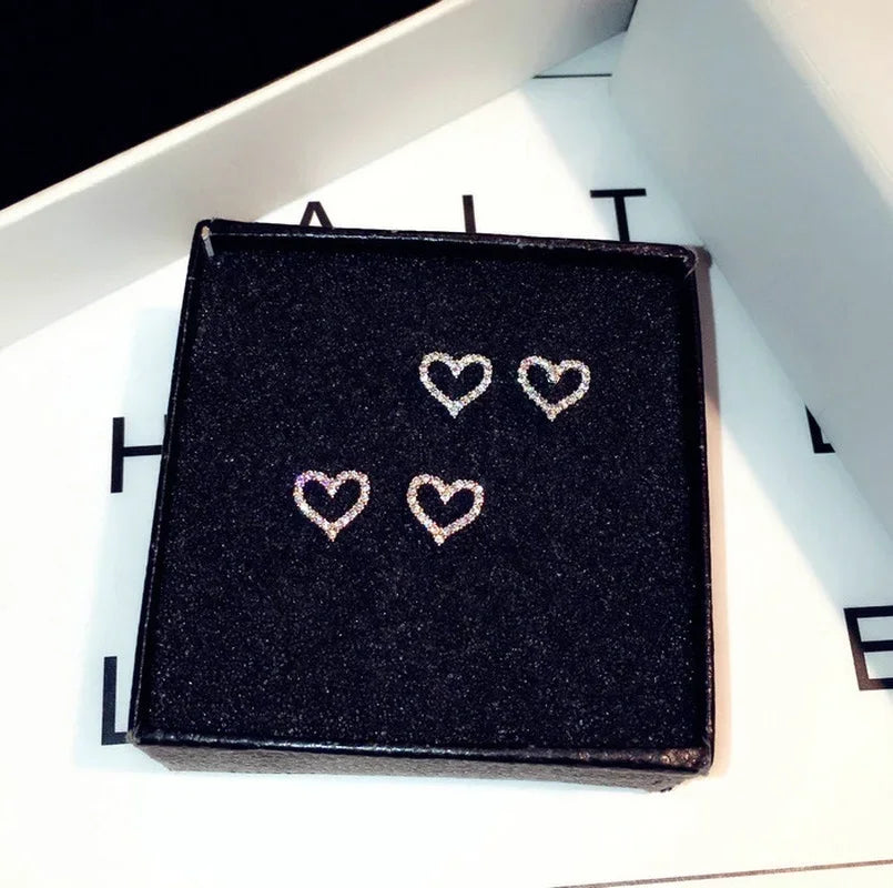 Silver Color Heart Bling Zircon Stone Stud Earrings Women Jewelry-Dollar Bargains Online Shopping Australia