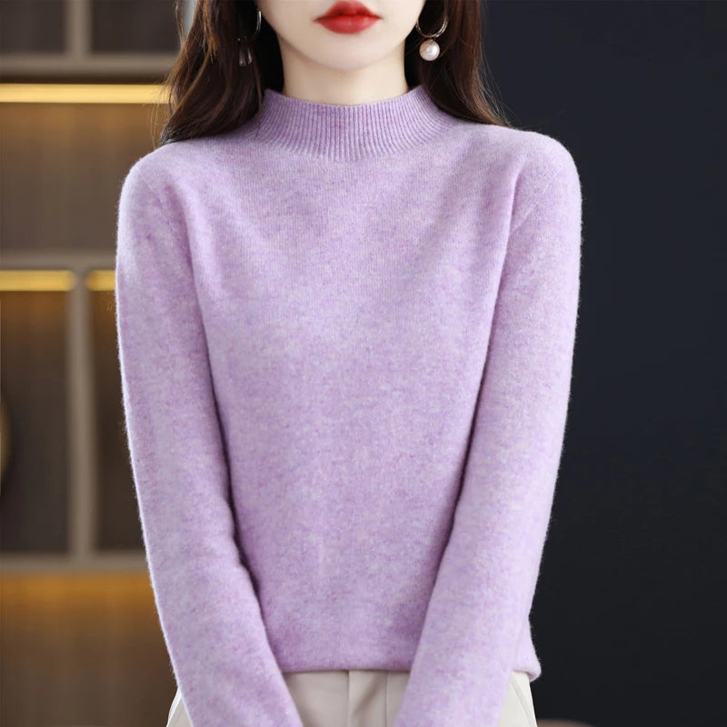 100% Pure Wool Half-neck Pullover Cashmere Sweater Women's Casual Knit Top-Dollar Bargains Online Shopping Australia