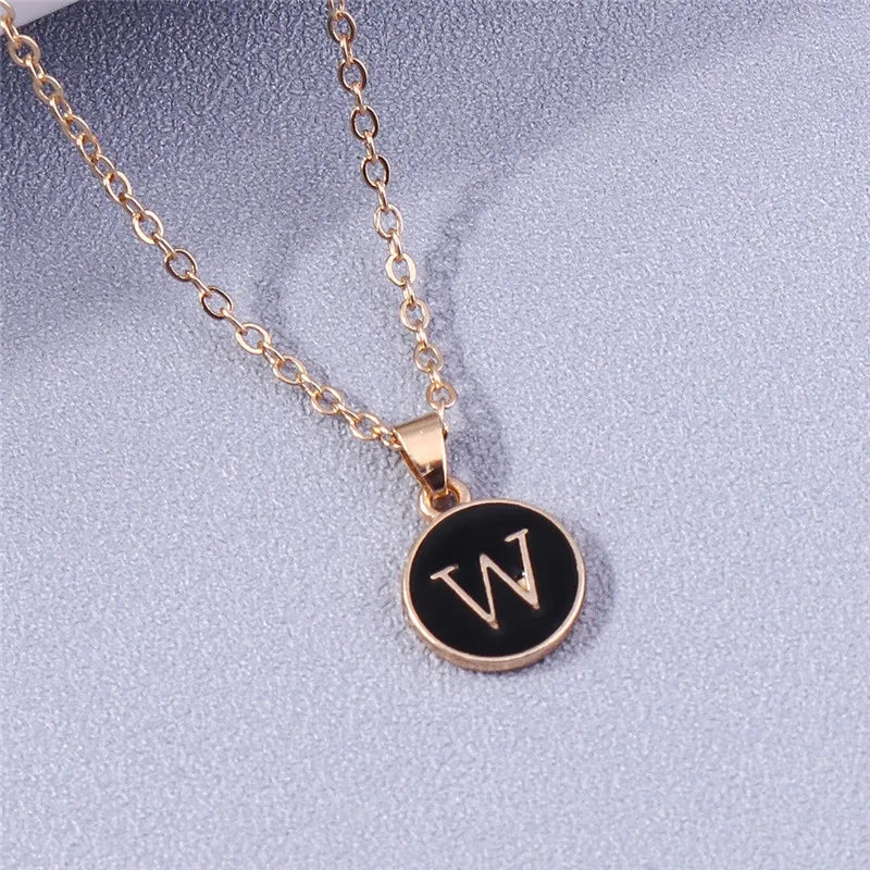 Name Initials Letter Pendant Necklace Enamel A-Z Alphabet Necklaces Girls Birthday Gifts Jewelry Accessories-Dollar Bargains Online Shopping Australia