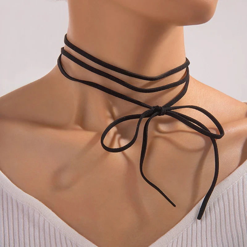 Pearl Stone Choker Necklace Elegant Trend Lace up Rope Clavicle Chain for Women-Dollar Bargains Online Shopping Australia