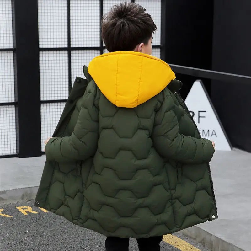 Jacket Autumn Winter Thicken Warm Teenager Kids Jackets Fashion Long Style Zipper Hooded Boys Coat-Dollar Bargains Online Shopping Australia