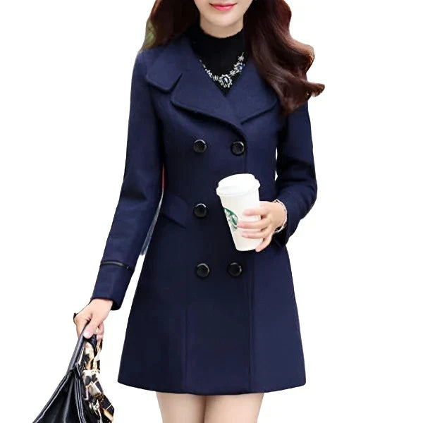 Jacket Women Double Breasted Solid Color Coat Korean Slim Female Woolen Jacket-Dollar Bargains Online Shopping Australia