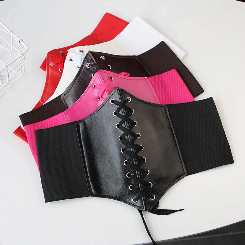 Fashion Corset Wide Belts Pu Leather Slimming Body Waistband Women Elastic Waist Belt