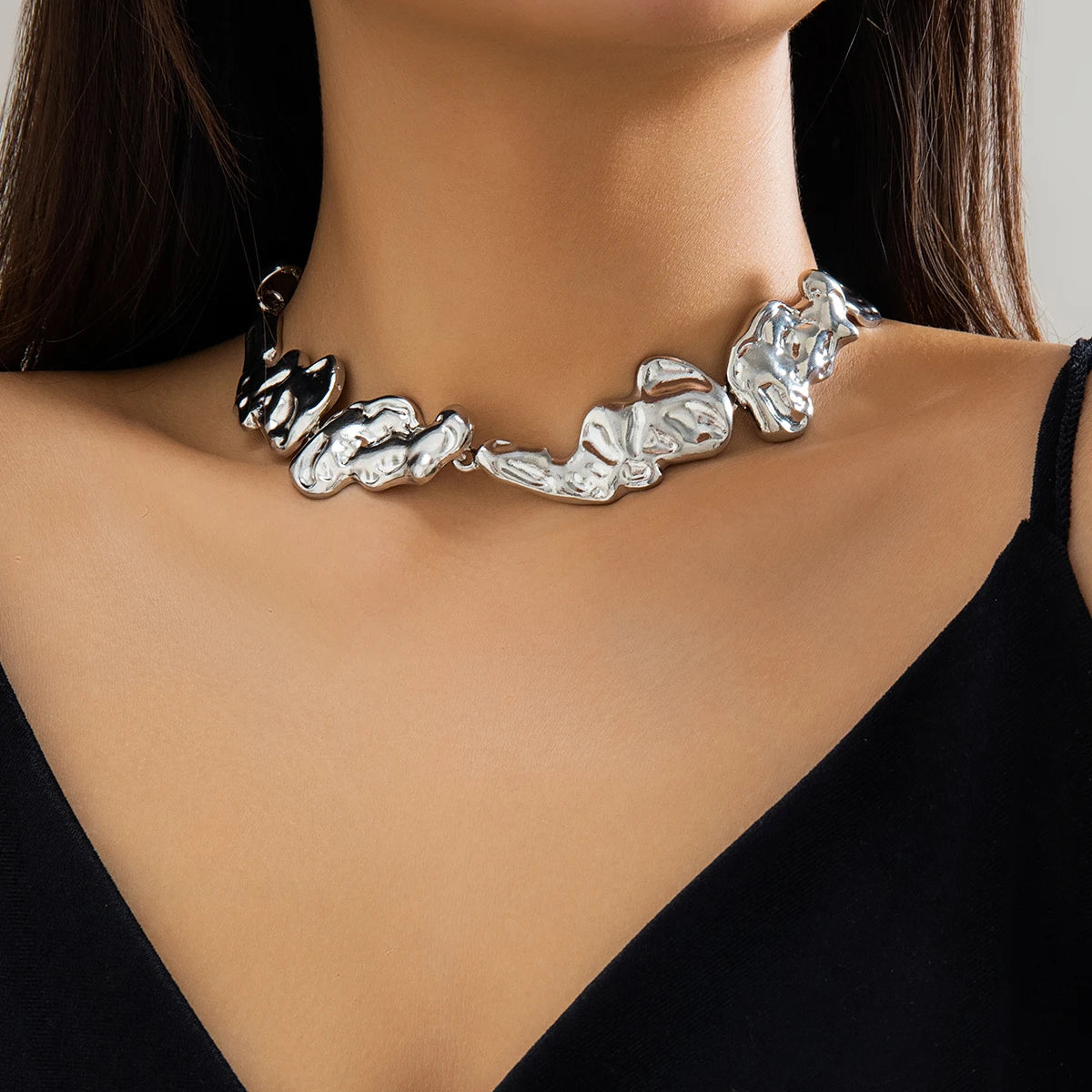 Exaggerated Irregular Big Metal Thick Choker Necklace for Women Trendy Chunky Collar on Neck Accessories Fashion Jewelry Female-Dollar Bargains Online Shopping Australia