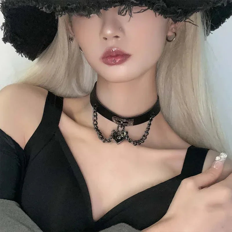 Cosplay Punk Collar Choker Sexy Harajuku PU Leather Black Chokers Necklace Chain Pendant Women Rock Gothic Neck Jewelry-Dollar Bargains Online Shopping Australia