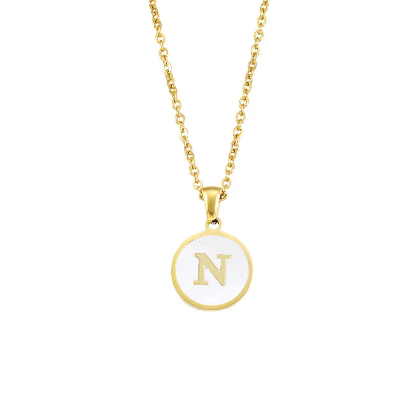 Minimalist Initial Enamel White A-Z Pendant Letter Alphabet Personalize Pendant Necklace for Women Men Jewelry Gift-Dollar Bargains Online Shopping Australia