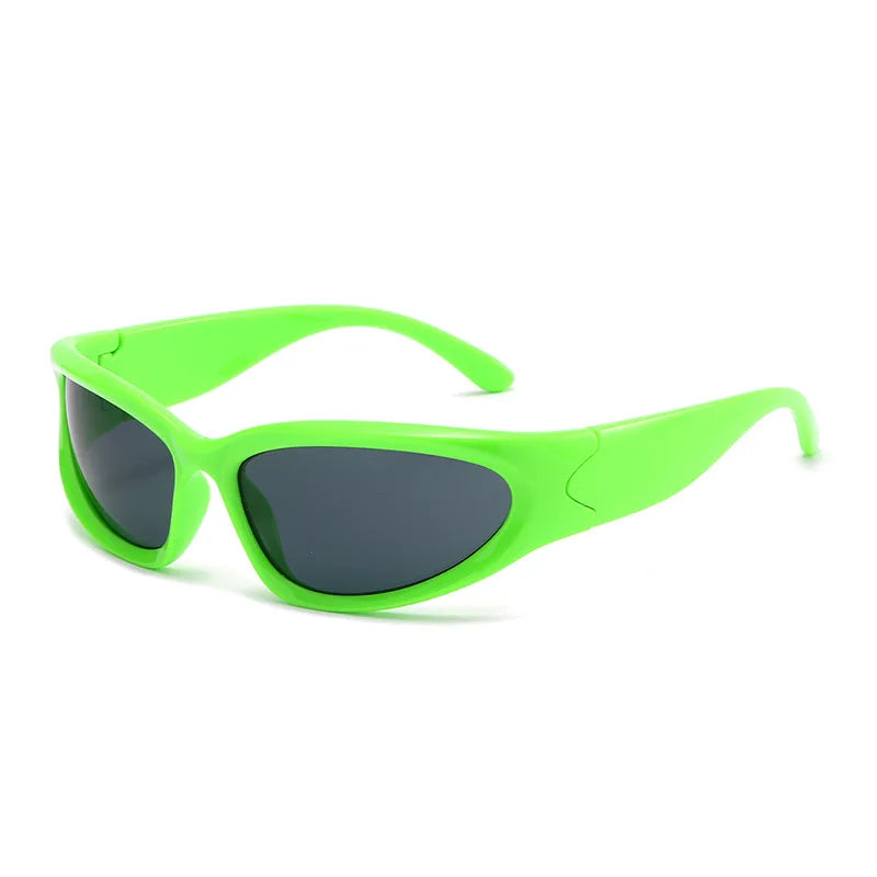 Fashion Wrap Around Cyber Y2K Sunglasses Women Silver Oval Shades Sports Cycling Sun Glasses Aesthetic Eyewear for Men Outdoor-Dollar Bargains Online Shopping Australia