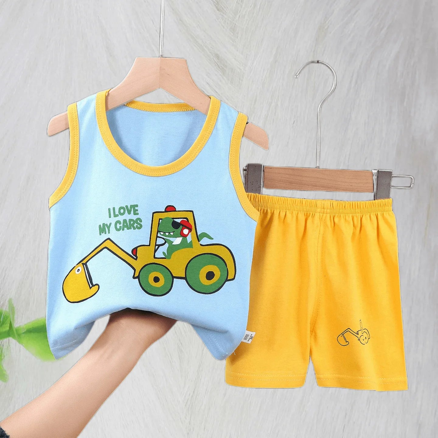 Boys Vest Set Summer Cotton New Clothes Children's Sleeveless Cartoon Wool Comfort Set Class A Thin Two-piece Set for 6-9months-Dollar Bargains Online Shopping Australia