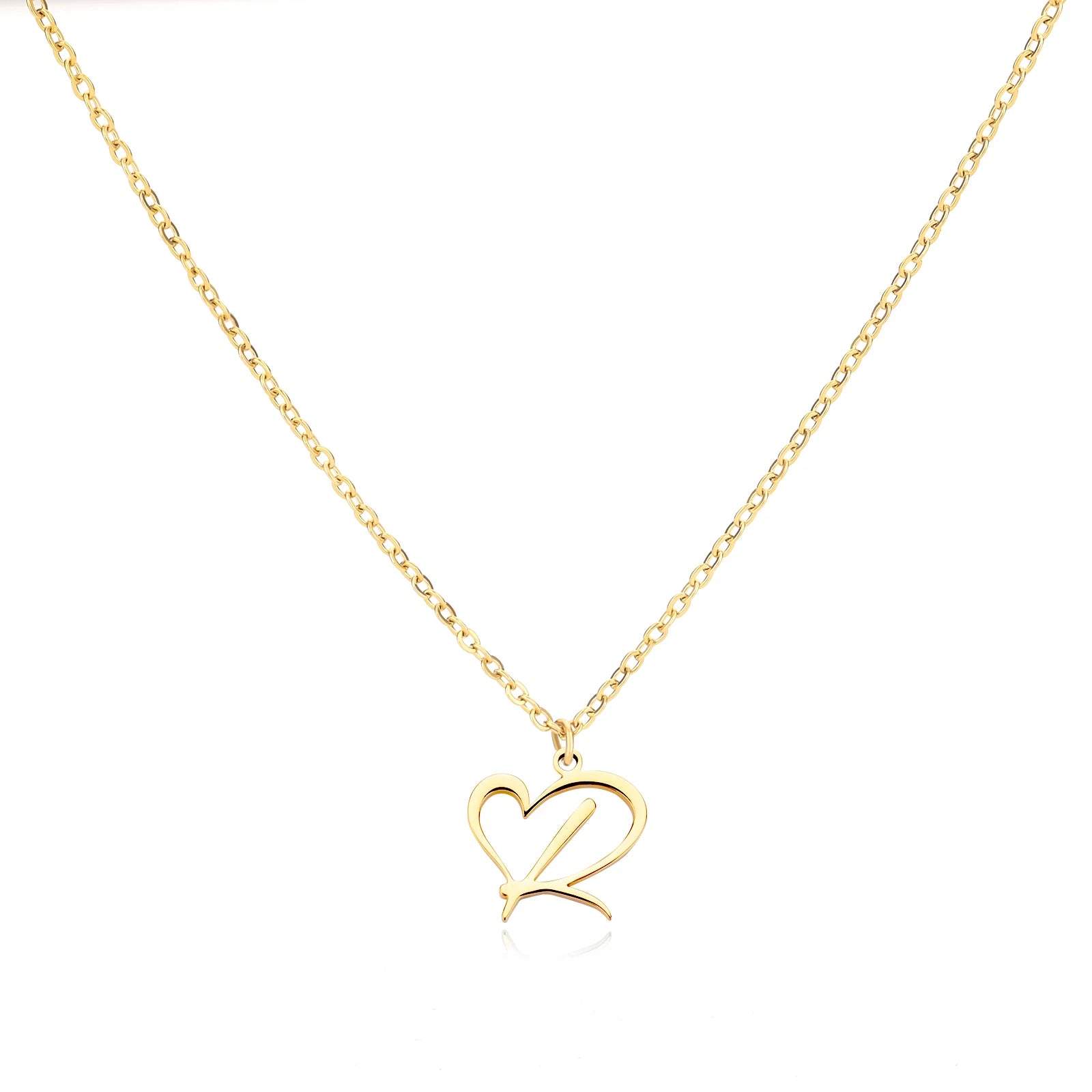 Heart Initial Letter Necklace for Women Gold Color Stainless Steel Necklace Jewelry Wedding Birthday-Dollar Bargains Online Shopping Australia