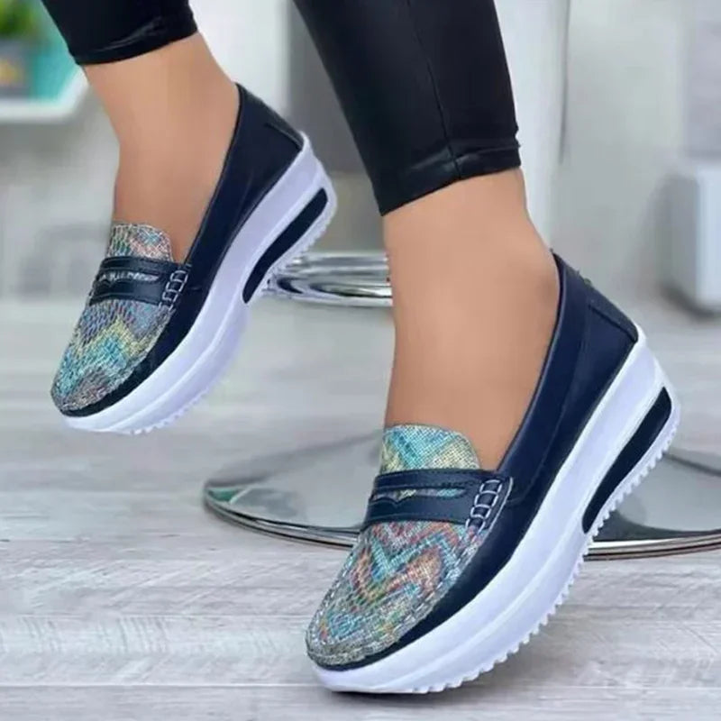 Luxury Designer Women Fashion Loafers Breathable Slip-On Vulcanized Shoes Casual Wedge Heel Lightweight Woman Sneakers-Dollar Bargains Online Shopping Australia