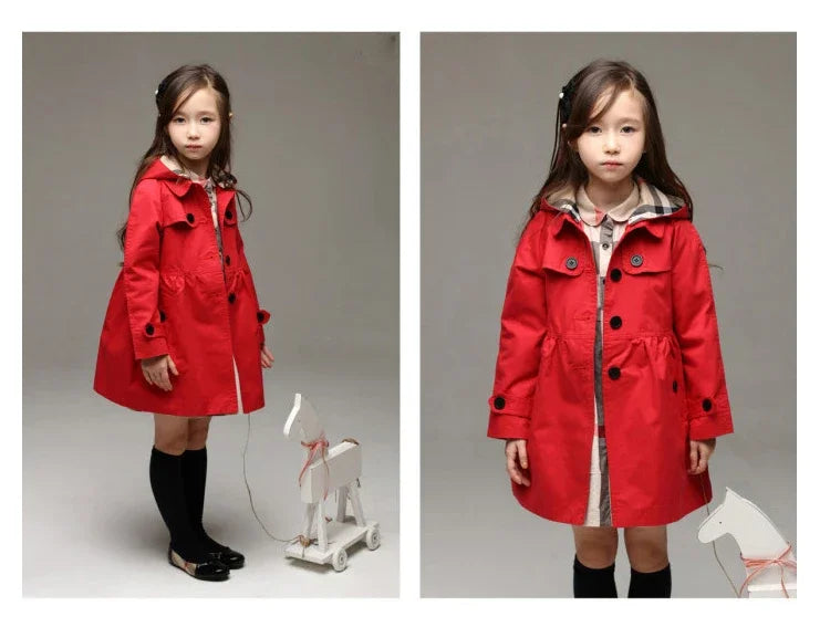 Children Girls Sweatshirt Long Style Hooded Coat for Girl Kids Jacket Red Windbreaker Coat-Dollar Bargains Online Shopping Australia