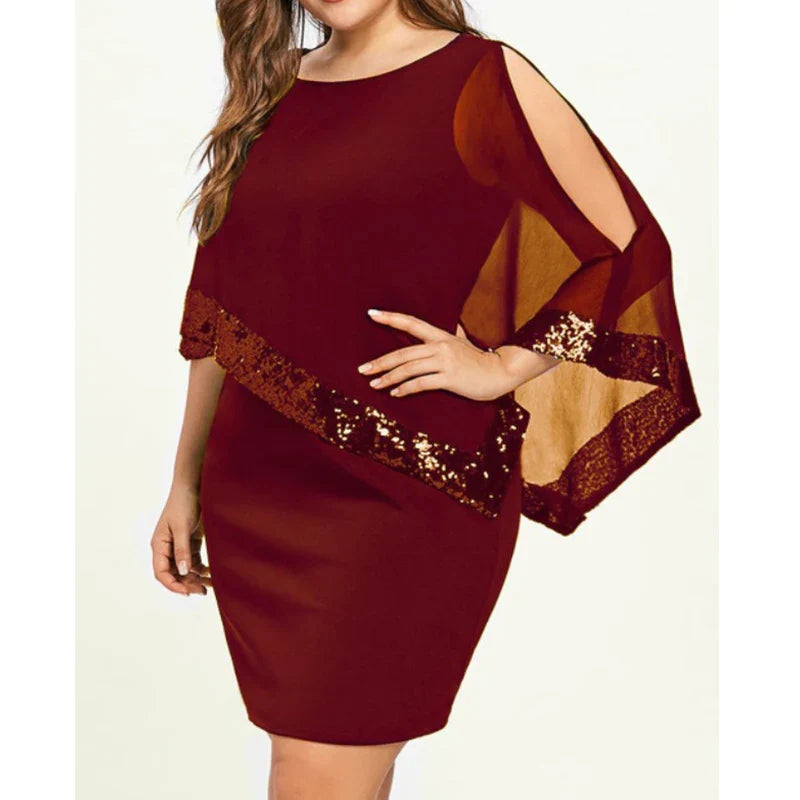 Irregular Design Bag Hip Dress Women Off-shoulder Sequin Fashion Oversized Chic