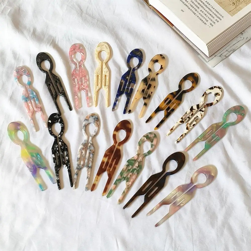 U-Shaped Hair Fork High Quality Tortoiseshell Acetate Hair Sticks Geometric Design Headwear Accessories Hairpin Women Girls