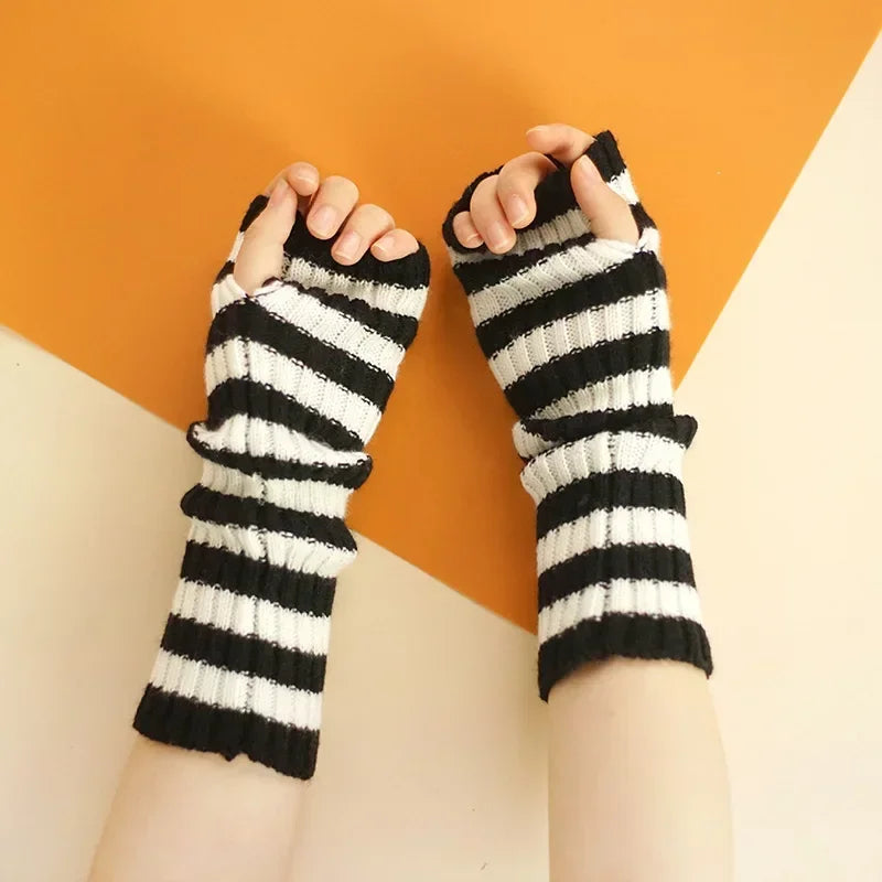 Long Fingerless Gloves Women‘s Mitten Winter Arm Warmer Knitted Arm Sleeve Fine Casual Soft Girls Goth Clothes Punk Gothic Glove-Dollar Bargains Online Shopping Australia