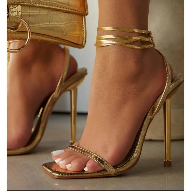 Shoes Women Square Toe Slingbacks Women's Sandals Super High Heel Ladies High Heels Sexy Thin Heel-Dollar Bargains Online Shopping Australia