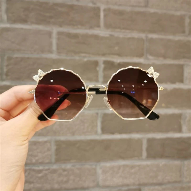 Children's Sunglasses Boys and Girls Anti-UV Sun Glasses Baby Cute Bow Little Girl Shell Glasses Metal Frame Eyewear-Dollar Bargains Online Shopping Australia