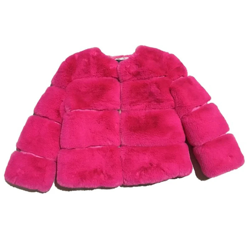 New Girls Winter Fur Coat Elegant Teenage Girl Faux Fur Jackets Thick Coats Warm Parkas Children Outerwear 1-10Yrs Girls Clothes-Dollar Bargains Online Shopping Australia