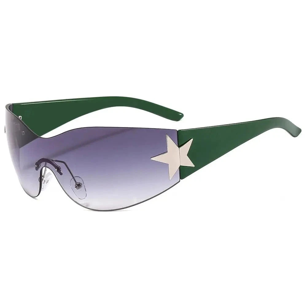Punk Y2K Sunglasses Women Men Wrap Around Sun Glasses Shades Star Decoration Eyewear-Dollar Bargains Online Shopping Australia