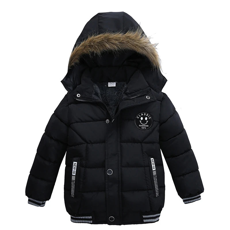 Autumn Winter Boys Jacket New Keep Warm Baby Coat Hooded Zipper Fashion Fur Collar Boys Outerwear-Dollar Bargains Online Shopping Australia