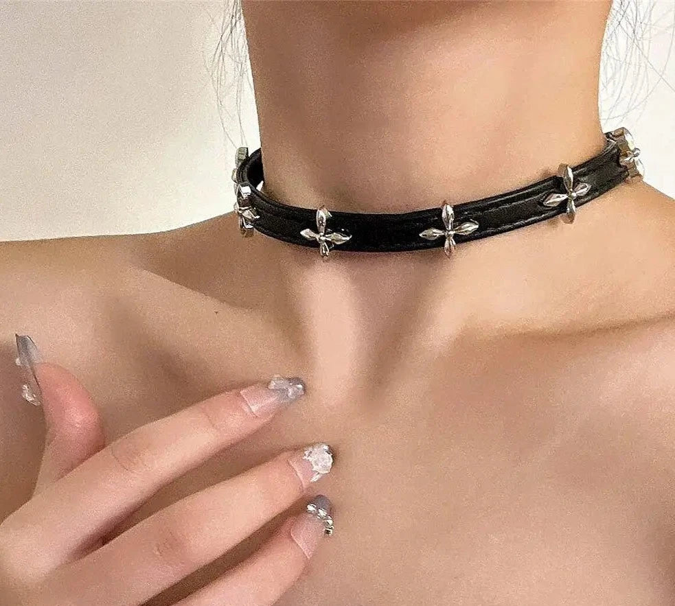 Vintage Luxury Cross Necklace For Women Fashion Punk PU Leather Choker Collar Chain Jewelry Cool Stuff Couple Accessories-Dollar Bargains Online Shopping Australia
