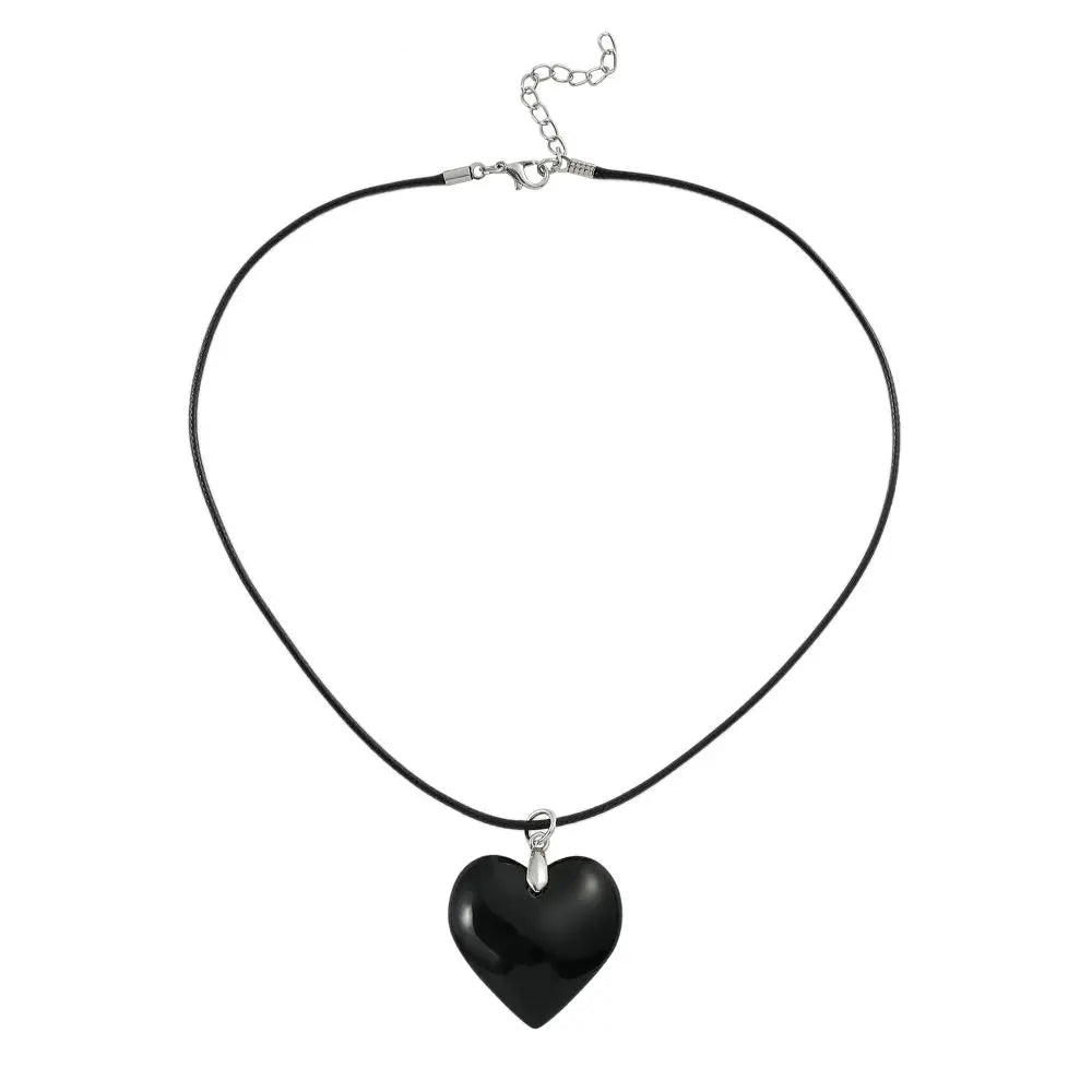 Goth Black Velvet Big Heart Pendant Choker Necklace for Women Elegant Weave Knotted Bowknot Adjustable Chain-Dollar Bargains Online Shopping Australia