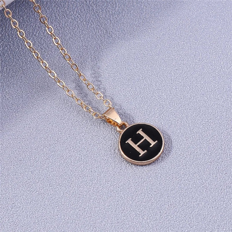 Name Initials Letter Pendant Necklace Enamel A-Z Alphabet Necklaces Girls Birthday Gifts Jewelry Accessories-Dollar Bargains Online Shopping Australia