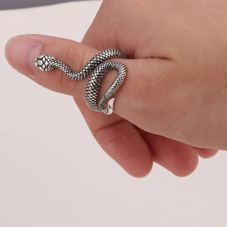 Gothic Rhinestones Open Snake Ring Adjustable Animal Rings Reptile for Men Women Fashion Punk Boy Girl Birthday Jewelry Gifts-Dollar Bargains Online Shopping Australia