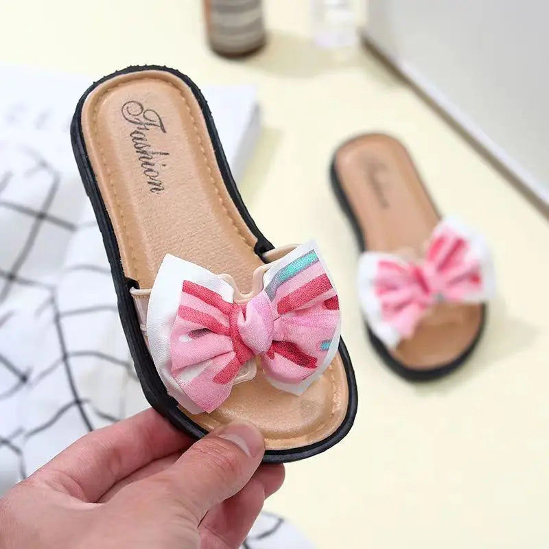 Bow Flats Open Toe Slide Sandals Non-slip Flip Flops Children Home Slippers Kids Girls Summer Cute Beach Slippers Shoe-Dollar Bargains Online Shopping Australia