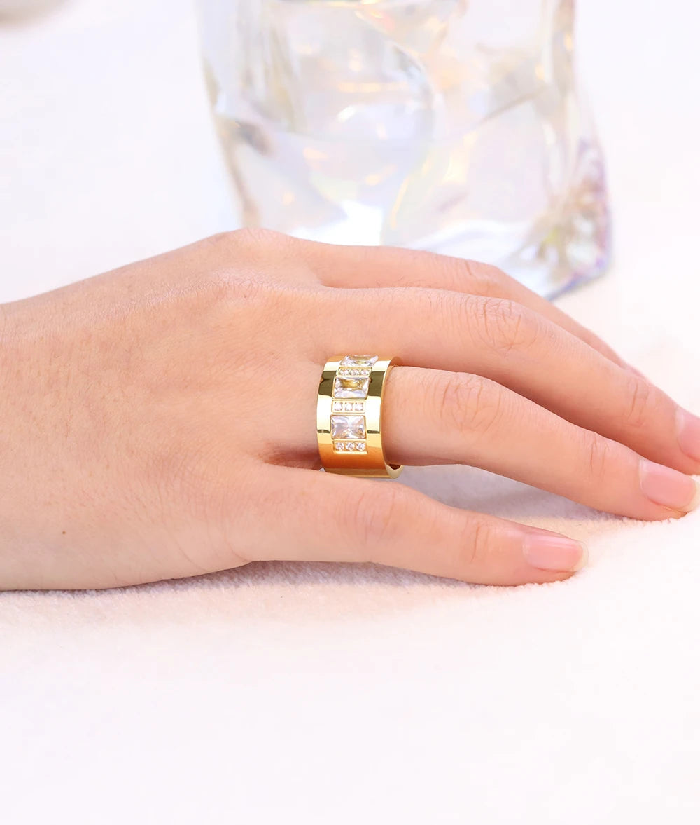 Women Crystal Rings Stainless Steel Wedding Rings For Women Party Jewelry-Dollar Bargains Online Shopping Australia