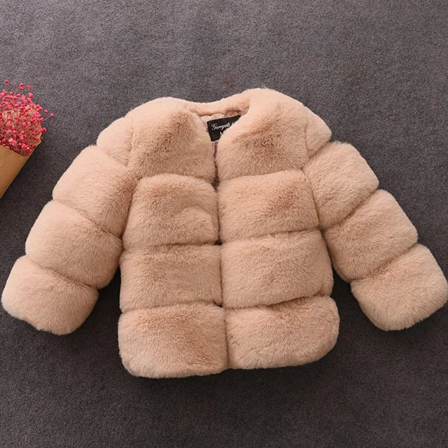 New Girls Winter Fur Coat Elegant Teenage Girl Faux Fur Jackets Thick Coats Warm Parkas Children Outerwear 1-10Yrs Girls Clothes-Dollar Bargains Online Shopping Australia