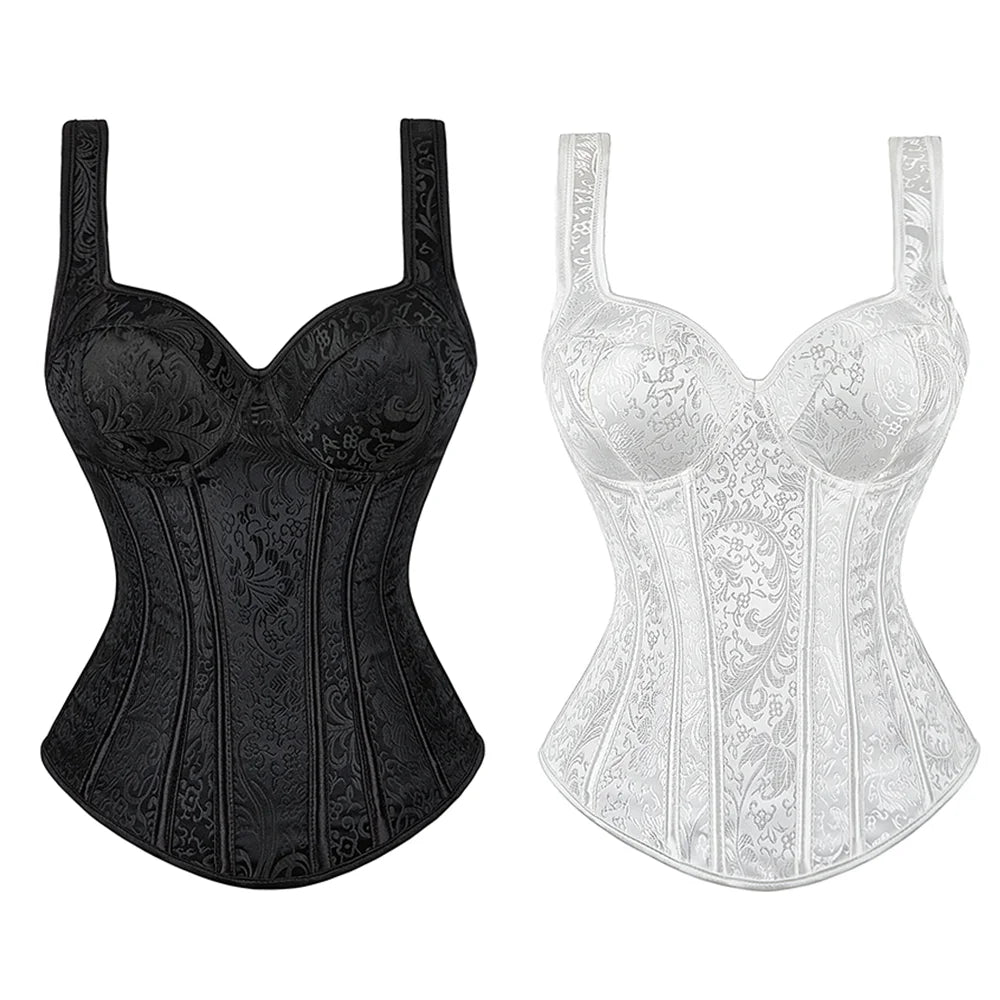 Steampunk Corset with Cup Lingerie Zipper Side Straps Overbust Corset Waist Trainer Bustier Plus Size-Dollar Bargains Online Shopping Australia