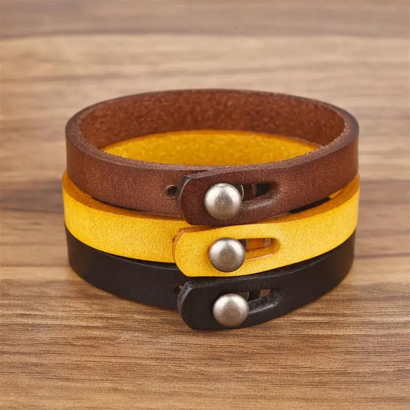 Genuine Leather Wrap Cord Cuff Bracelet For Hand Wrist Wristband Men Woman Punk Bangle Couple Jewelry Gift-Dollar Bargains Online Shopping Australia