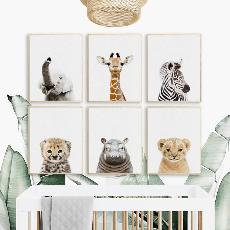 Baby Room Animal Wall Canvas Painting Elephant Giraffe Bear Wall Art Prints Picture Nordic Art Poster for Kid Room Nursery Decor-Dollar Bargains Online Shopping Australia