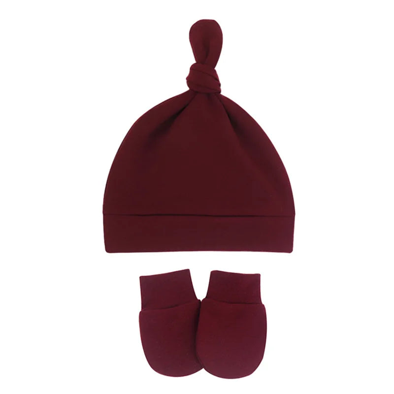 Newborn Baby Hat With Gloves Cotton Bonnet Baby Beanie For Girls Spring Soft Infant Cap Boy Toddler Accessories Gift-Dollar Bargains Online Shopping Australia
