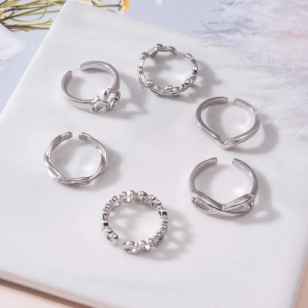 12pcs Adjustable Toe Rings For Women Girls Simple Beach Open Toe Set Cute Heart Feather Summer Toe Foot Jewelry-Dollar Bargains Online Shopping Australia