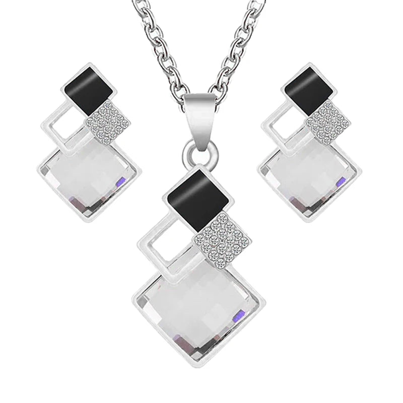 Crystal Pendants Necklace Earrings Sets for Women Jewelry Set Bridal Wedding Choker Necklace Set-Dollar Bargains Online Shopping Australia