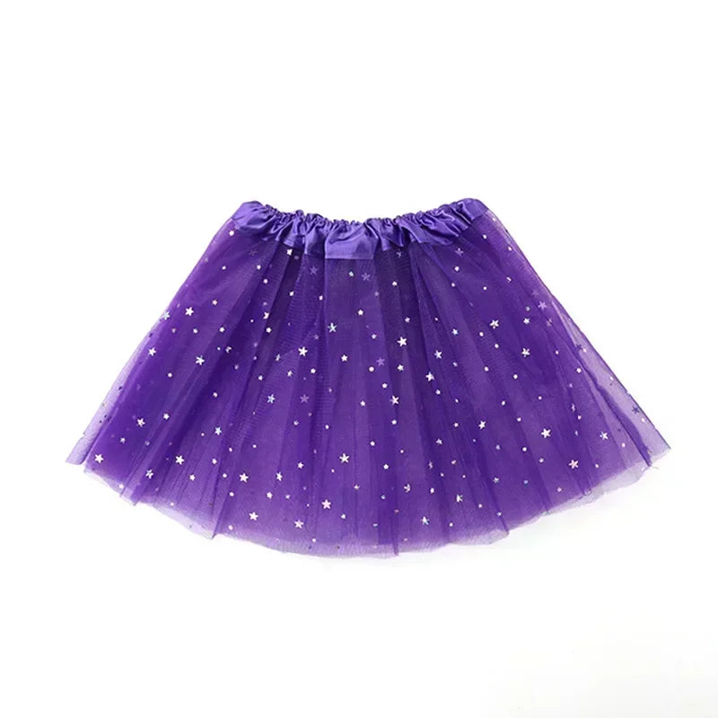 Kids Baby Star Glitter Dance Tutu Skirt For Girl Sequin 3 Layers Tulle Toddler Lace Pettiskirt Children Chiffon-Dollar Bargains Online Shopping Australia